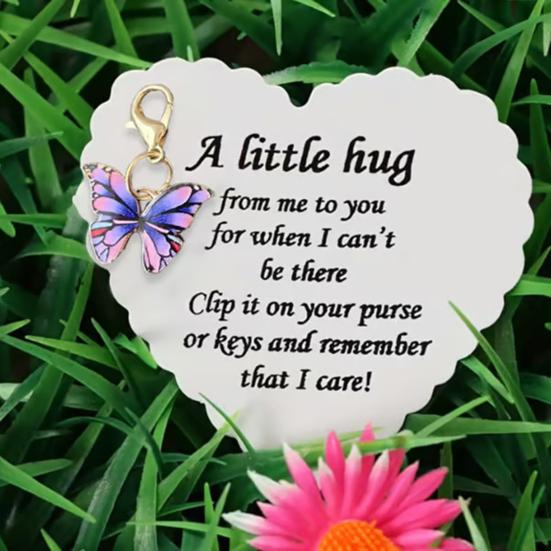 Подвеска-бабочка с вдохновляющей карточкой Эмоциональная поддержка Карманные обнимашки Брелок-подвеска в виде бабочки Украшение для кошелька Рождественский подарок на день рождения Подарок для поддержки