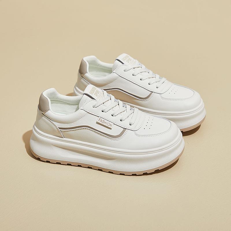 Women's Casual Chunky Platform Sneakers Non-Slip Lace-Up Walking Shoes Comfortable Running Shoes PU Leather Athletic Workout Tennis Sneakers for Women