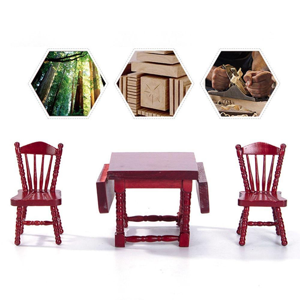 Miniature 1/12 Dollhouse Wooden Table Doll House Decoration Simulation Chair Table Furniture Toys