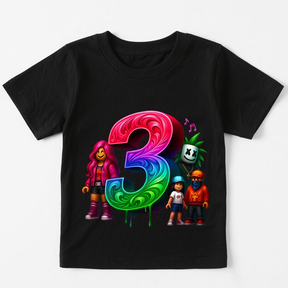 Модные футболки с принтом Roblox для мальчиков и девочек, футболка на день рождения, детская футболка от 1 до 9 лет, повседневные футболки с коротким рукавом, топ, детская одежда
