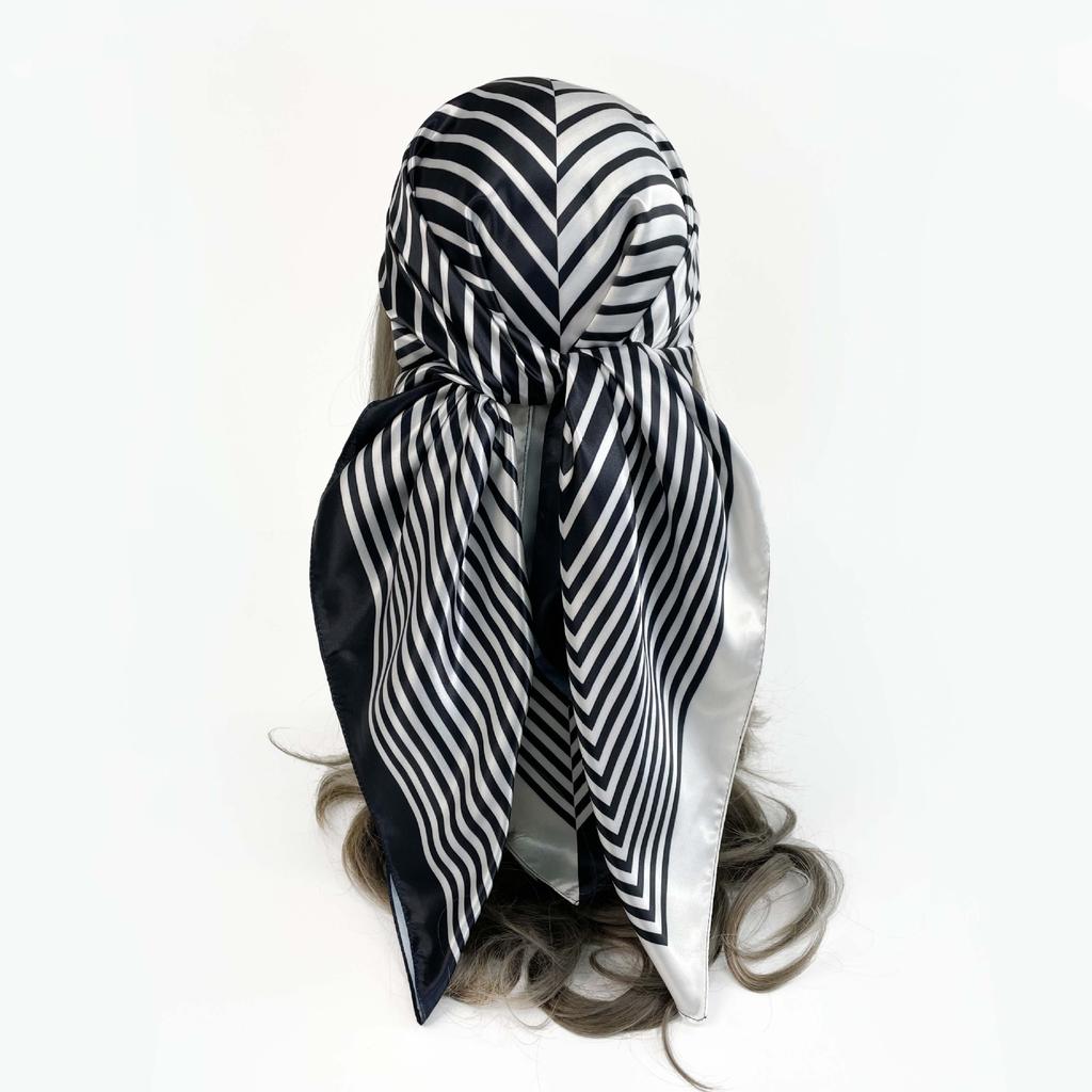 Fashion Ladies Silk Scarf Large Square Scarf 90cm Back Print Turban New Silk Satin Shawl Ladies Scarf