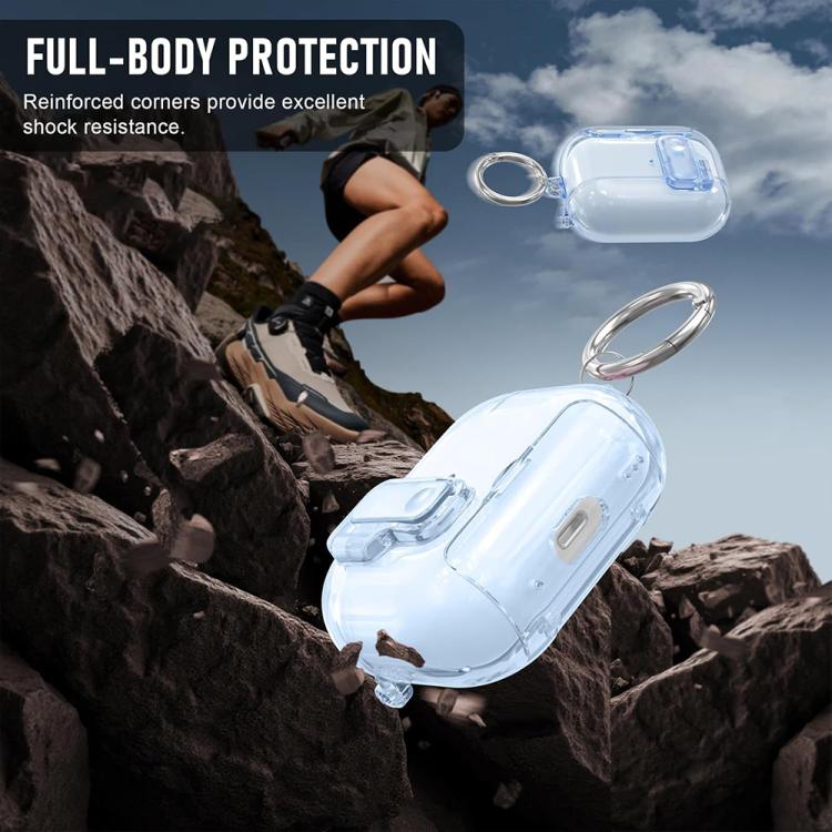 Для AirPods Pro 2 XDcase Прозрачный ТПУ Автоматически Открывающийся Чехол для Наушников с Держателем