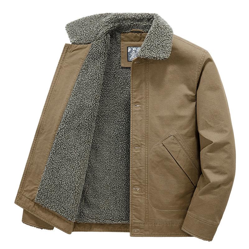 Зимнее модное хлопковое пальто для мужчин, куртка из бархата и утолщенного хлопка, теплое пальто из овечьей шерсти, хлопковое пальто с отворотами для спецодежды