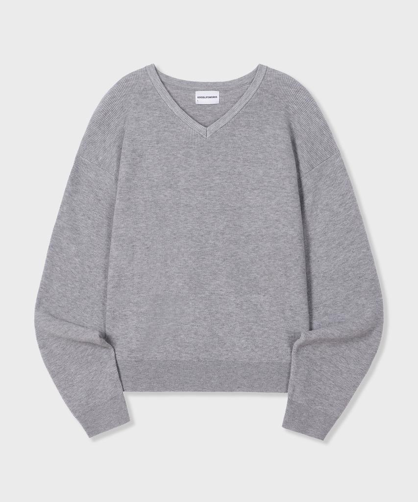 GLW Minimal V-Neck Crop Knit Gray