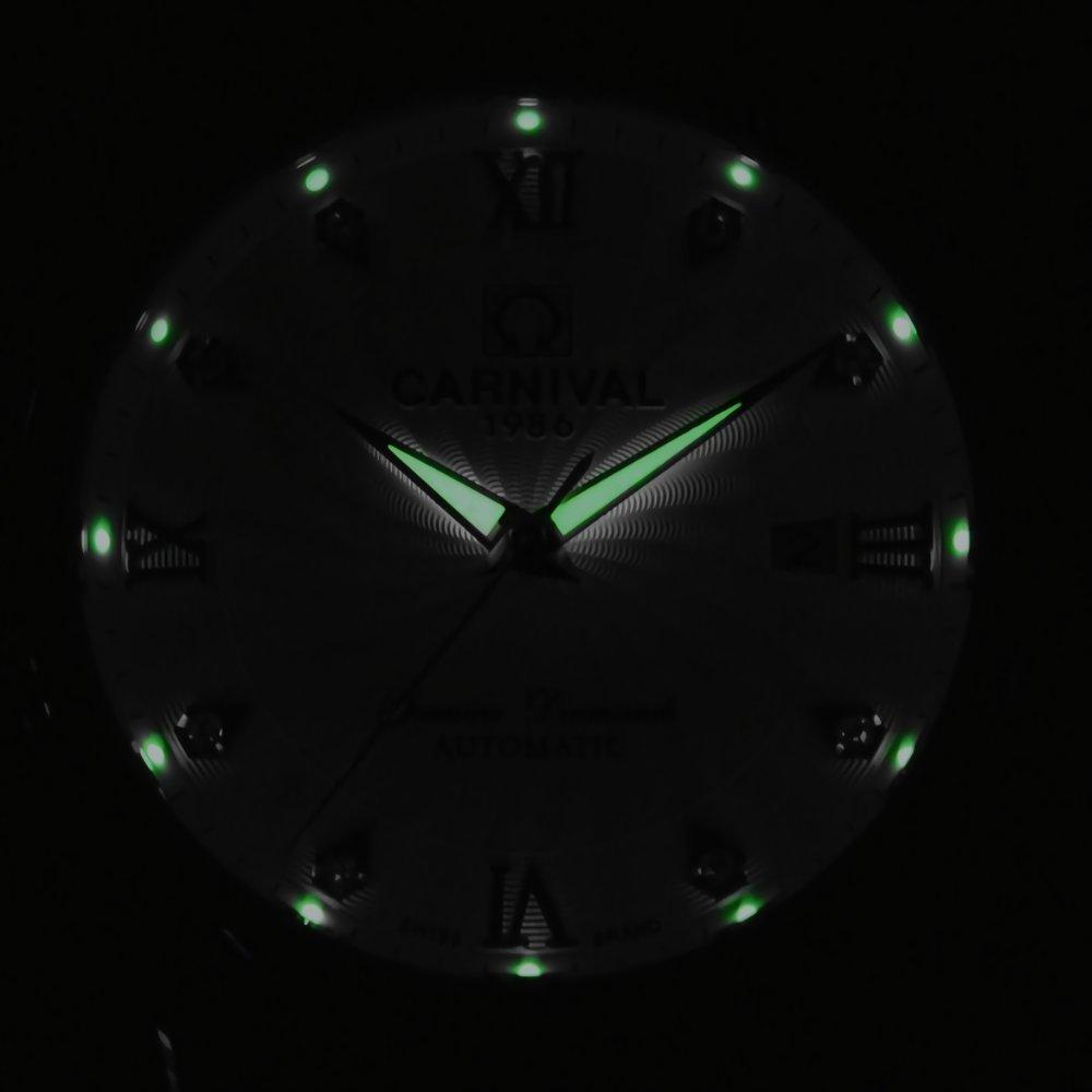 Carnival 8671G механические часы дата календарь [CARNIVAL] мужские (Белый/Серебристый/Металлический) [Элемент]