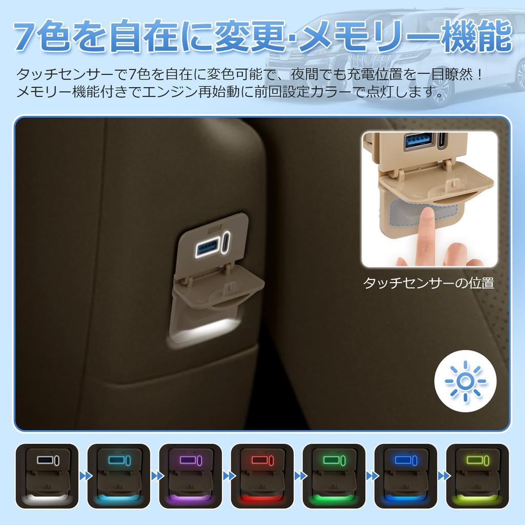 GIMUYA Toyota Alphard 30 серии Vellfire USB-порт QC3.0+PD 2-й ряд сидений, удлинитель Type-C, блок питания, ранняя поздняя 30 серия AGH3#WG