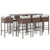 VidaXL 9-piece Garden Bar Set with Brown Poly Rattan Cushions, Bar Table Set, Bar Table and Chair, 3200650