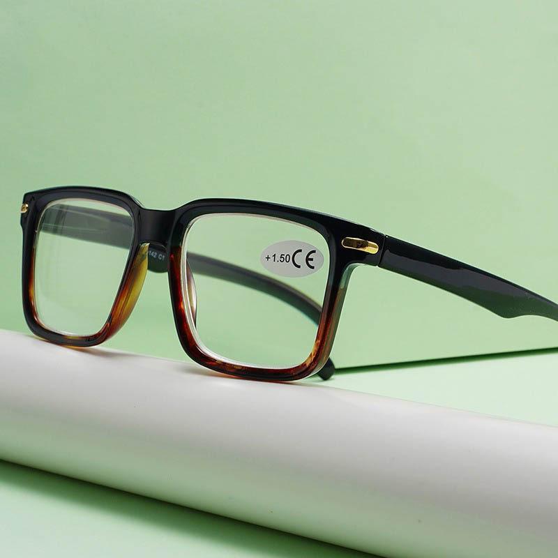 B24009 Унисекс квадратные очки для чтения с модным дизайном ногтей и противоскользящими дужками с канавкой