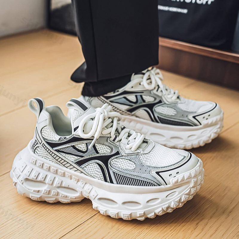 Модная мужская спортивная повседневная обувь 2025 новый стиль летняя сетчатая дышащая нескользящая обувь удобные универсальные кроссовки на толстой подошве