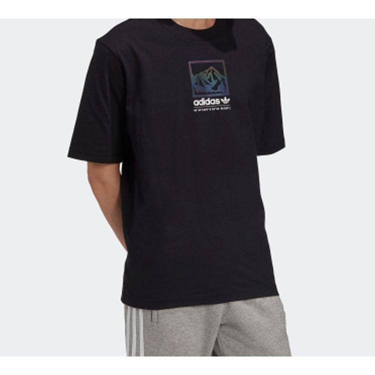 adidas Оригинальная спортивная футболка Trefoil с круглым вырезом и короткими рукавами, мужские топы, черные GP1115