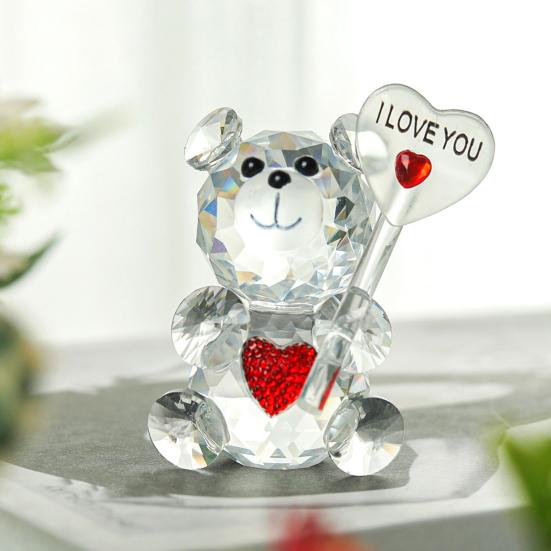 Clear Bear Figurine Valentine's Day Gift I Love You Faux Crystal Bear