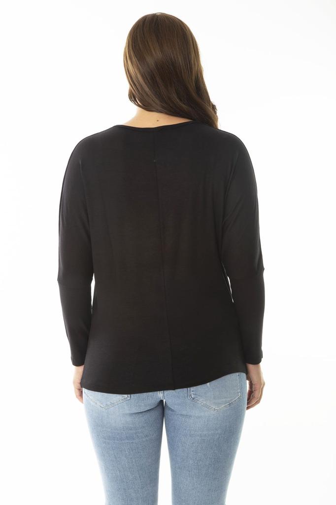 Женская блузка большого размера, черная блузка большого размера с рукавами «летучая мышь» большого размера