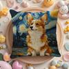 Creative Cute Starry Sky Puppy Pillow Case Pattern Printed Pillowcase for Living Room Sofa Cushion Cover  Bedroom Decor