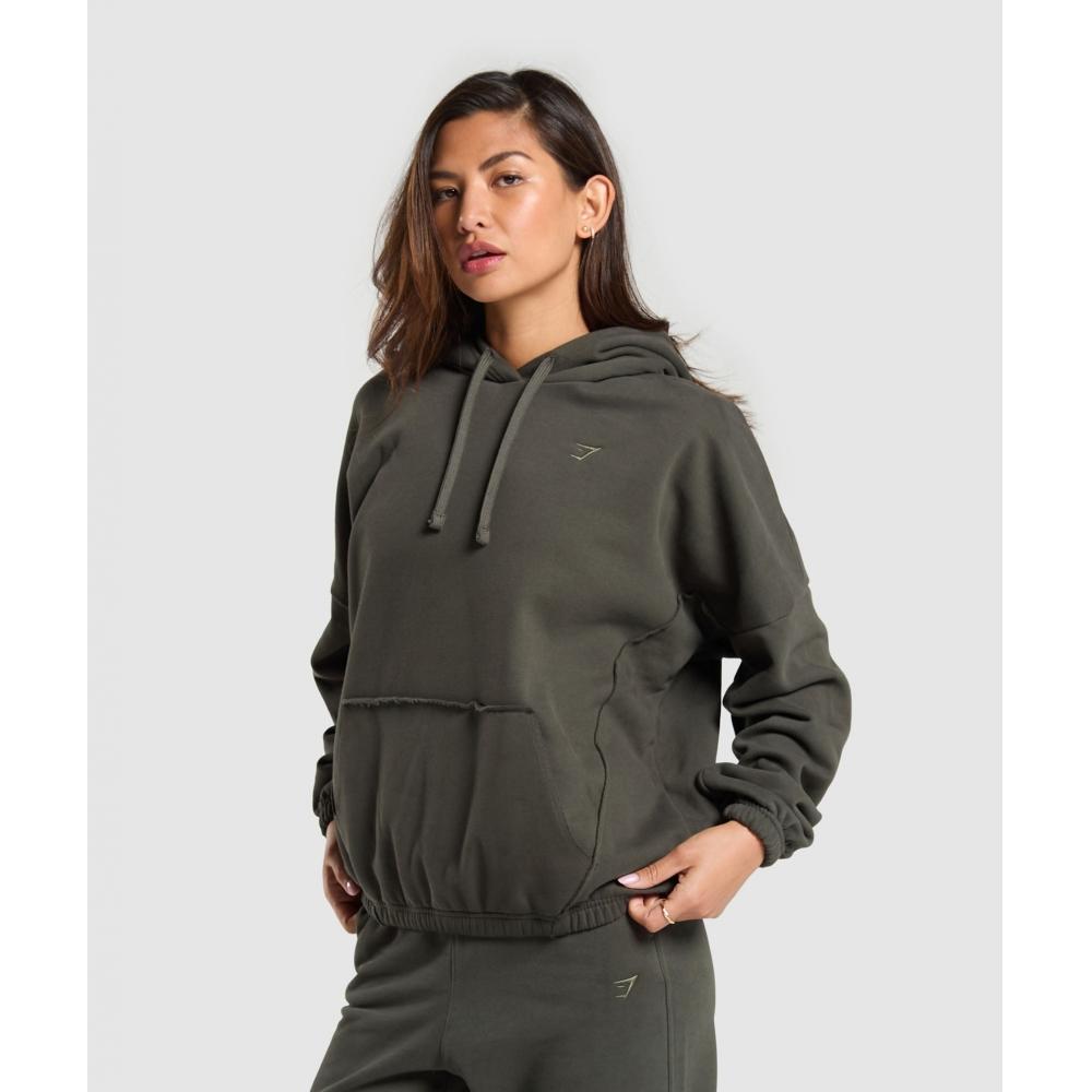 Gymshark Толстовка с капюшоном из флиса большого размера Strength Green B8a7h Ecjh