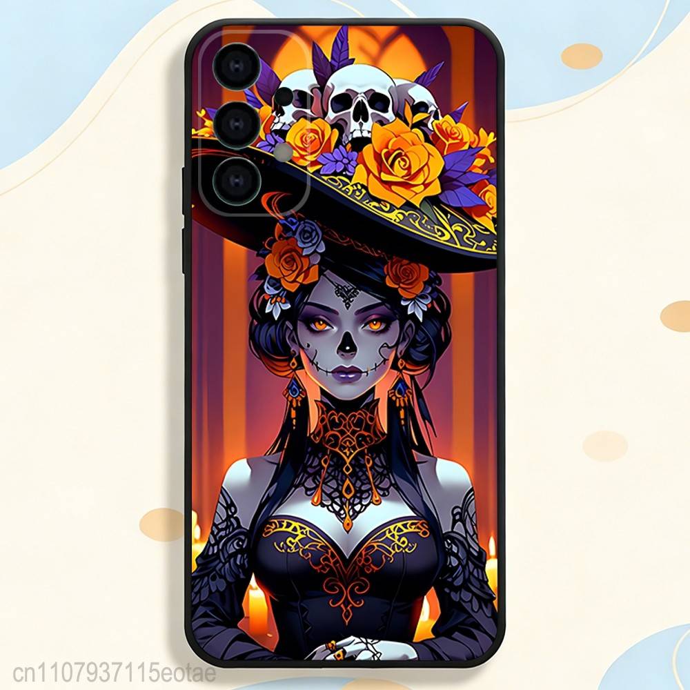Чехол Day of the Dead Мексиканский Череп ДЕВОЧКА для Samsung Galaxy S21 S25 FE S24 S23 Ultra S20 S9 S22 Plus S10 TPU Чехол