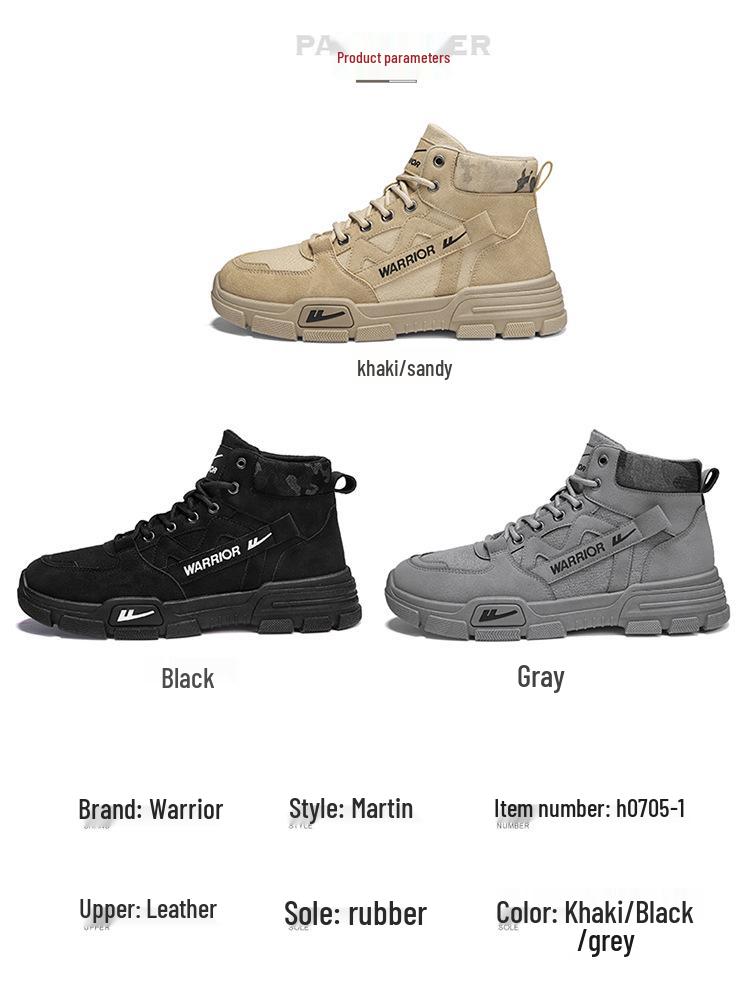 Men's Winter Leather and Fur Martin Boots - Warm, Thick, Velvet-Lined Snow and Workwear Boots for Labor Protection