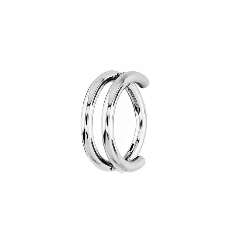 G23 Titanium Nose Ring Piercing 16G Double Layer Hollow Hinged Septum Ear Cartilage Tragus Spiral Piercing Earring Body Jewelry