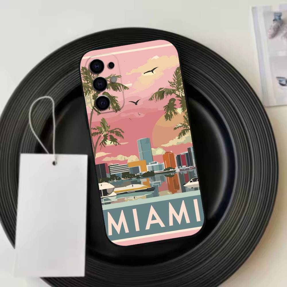 F-Florida Miami Phone Case For Samsung S25,S24,S21,S22,S23,S30,Ultra,S20,Plus,Fe,Soft Silicone Black Cover