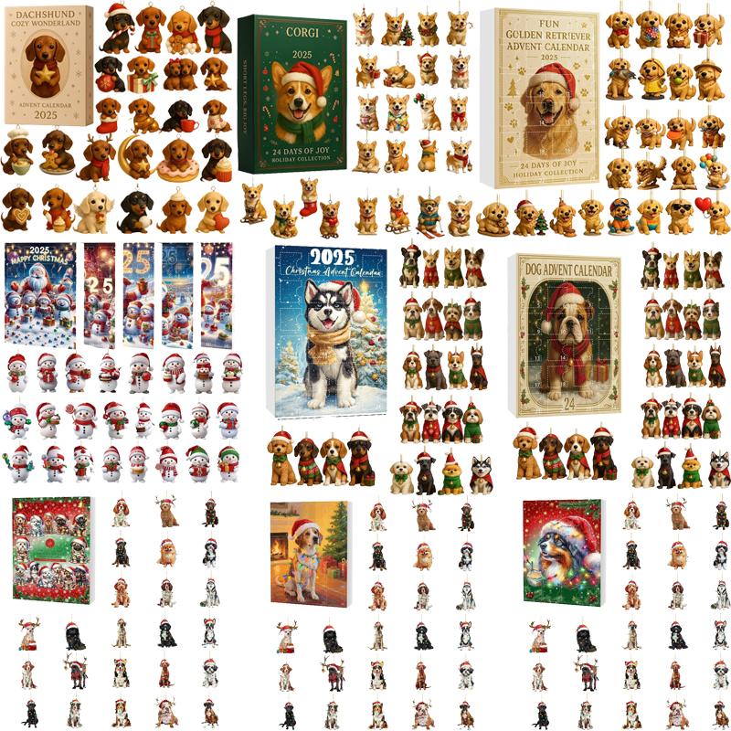 2D Acrylic Dog Advent Calendar 2026 Hanging Pendant Xmas Countdown with 24 Golden Retrievers Pug Designs for Kids Gifts