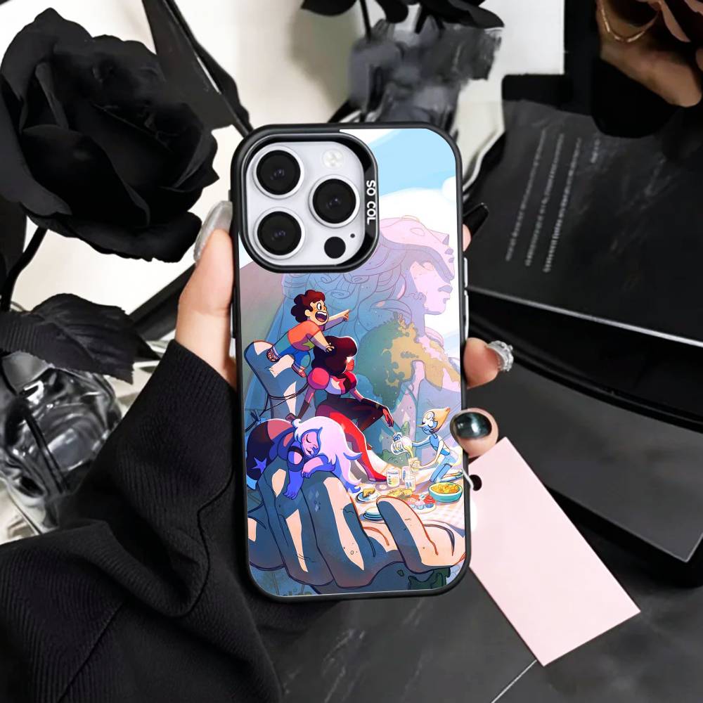 L-LGBTQ S-Steven U-Universe Phone Case For iPhone17,16,15,14,13,12,11 Plus,Pro Max Colored Silver Plated Inside Cover