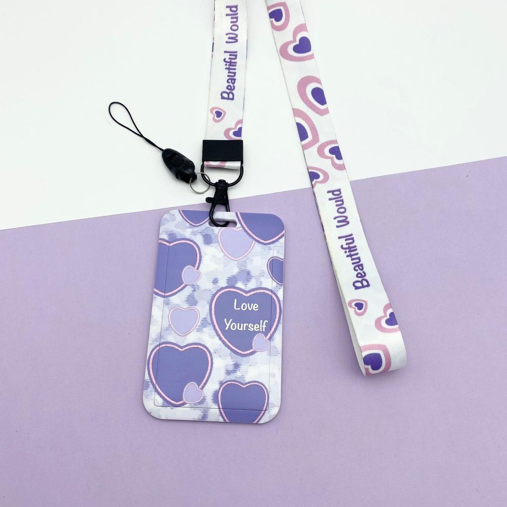 Kawaii Cartoon Slide Case ID Tag Working Permit Cover Sleeve Bear Rabbit Prints Working Permit Name Card Badge Holder