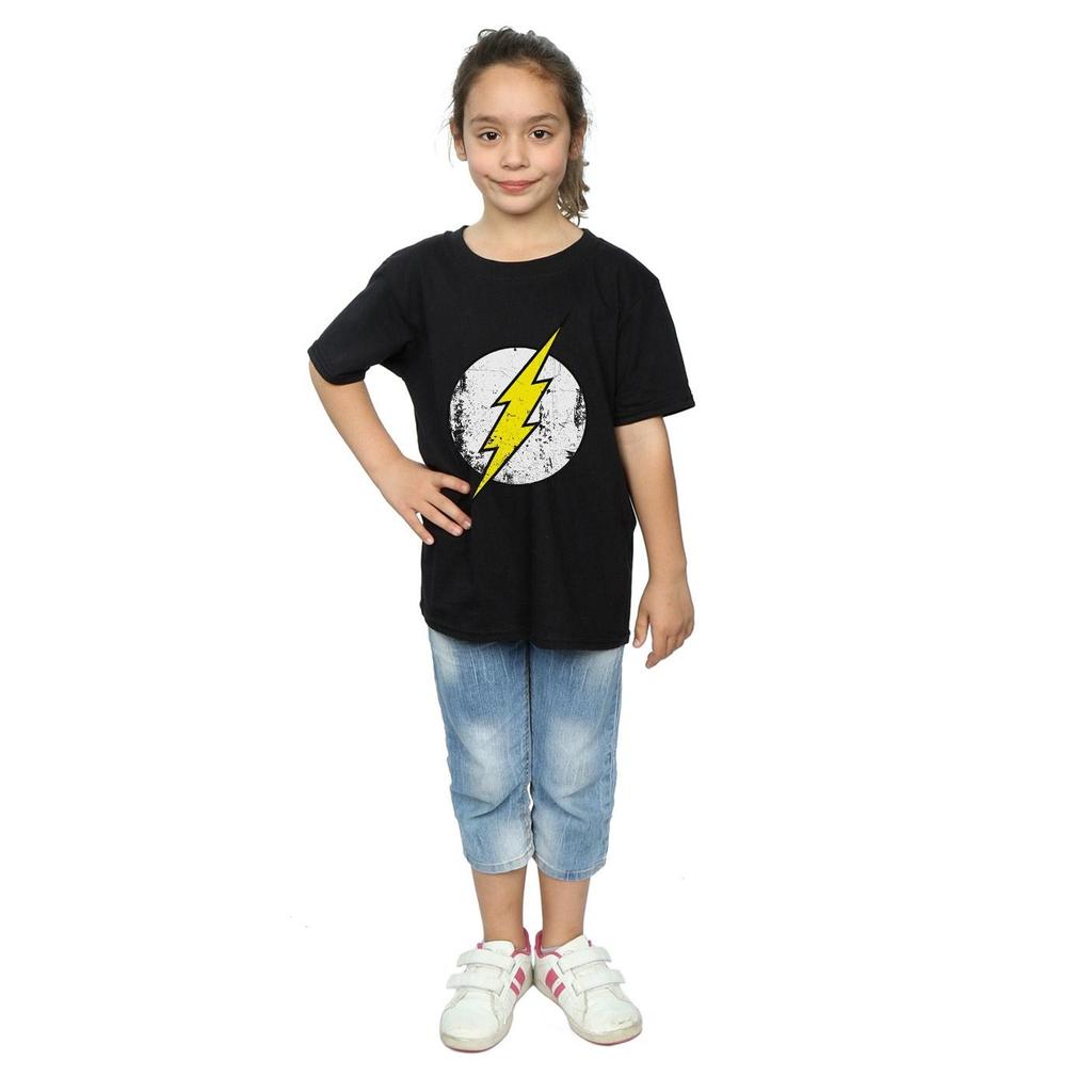 DC Comics Футболка для девочек с логотипом Flash Distressed из хлопка