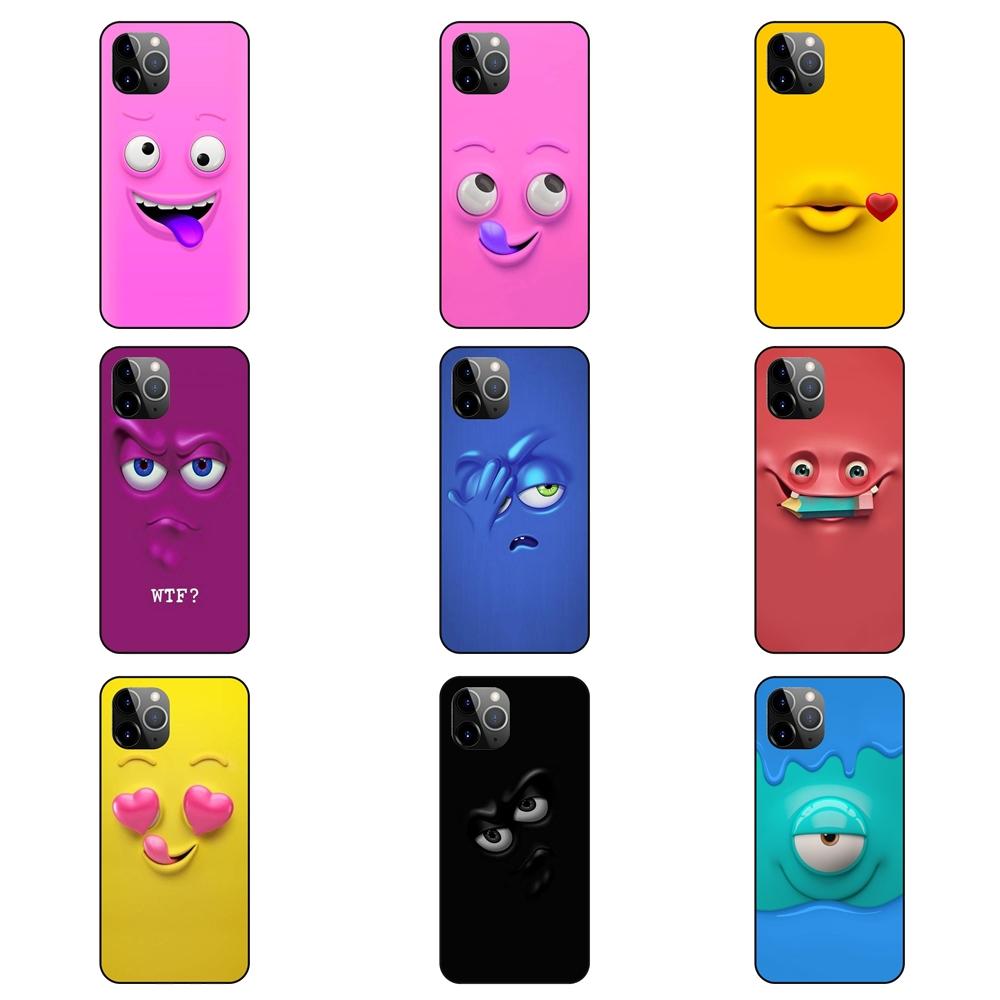 3D смешное лицо iPhone 12 13 Pro Mini Max Tous Les черный бампер 3D футляр для мобильного телефона 13 Pro Max Capa