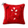 Seasonal Christmas Sofa Accent Pillows Pillow Cover with 3D Candy Cane Embroidery, Red Throw Festive Home Decor Slips Case for Couch Bed, Holiday