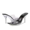 Fashion Liyke Summer Fashion Transparent Platform Slippers PVC Sandals Female Open Toe Perspex High Heels Clear Shoes Women Mules Slides