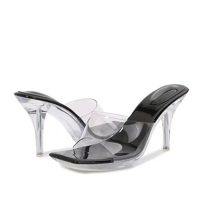 Мода Liyke Летняя Мода Прозрачные Шлепанцы на Платформе ПВХ Сандалии Женские Открытый Носок Перспекс Высокий Каблук Прозрачная Обувь Женские Мюли Слайды