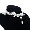 Gothic Women Lace Pendant Bride White Pearl Necklace Choker Collar