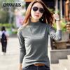 Spring and Autumn Women's Blouse Slim Thin Half-high Neck Solid Color Long-sleeved Blouse Bottoming Shirt