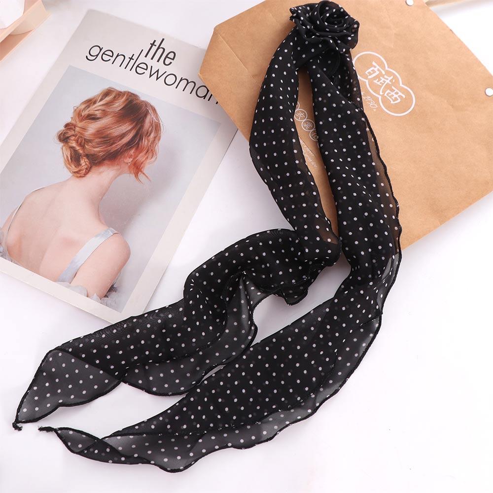 Cravat Polka Dot Scarves Bow Ties Collar Flower Decoration All-match Long Silk Scarf Spring Summer