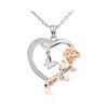 Ожерелье в форме сердца для женщин, ювелирные изделия из стерлингового серебра с розой и бабочкой для женщин, подарок на день рождения ко Дню святого Валентина для девочек