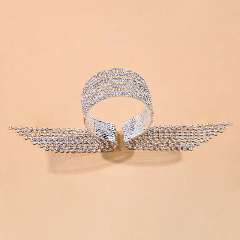 Fashion Long Tassel Rhinestone Bangle Bracelet for Women Boho Multi Layer Bracelet Bangle Hand Jewelry Accessories