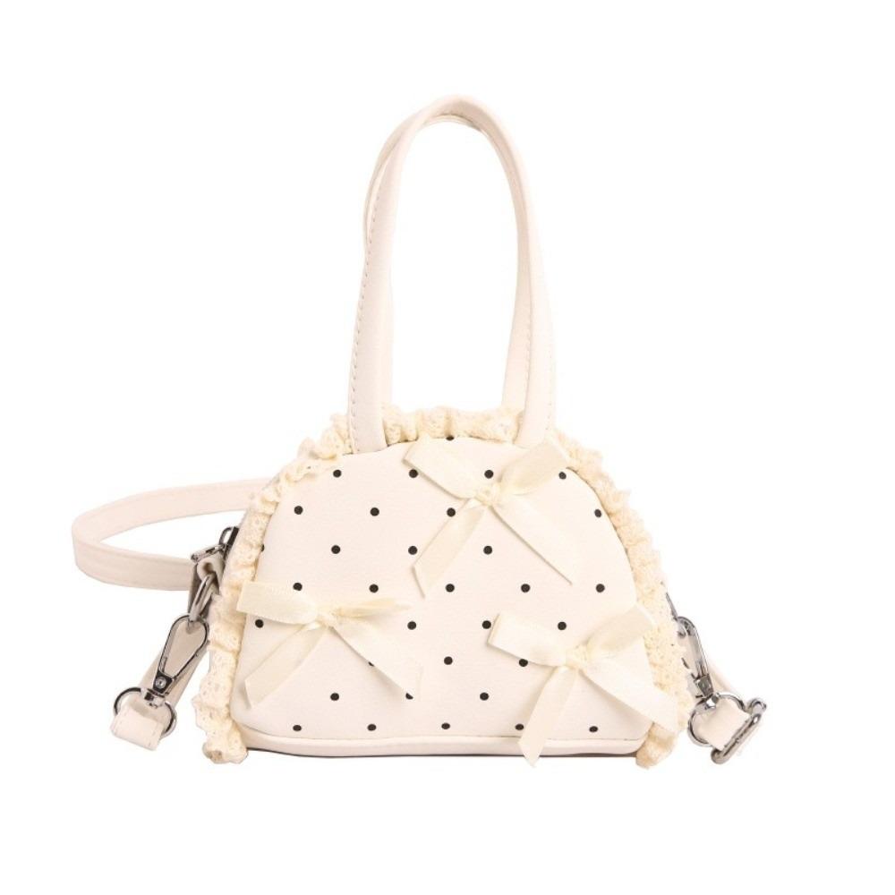 Top Handle Polka Dot Handbag Ruffles Shoulder Bag Sweet Leather Crossbody Bag Shopping