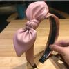 Повязка на голову с кроличьими ушками, завязанная узлом, с зубчиками, не скользит, женский головной убор, однотонная, из ПУ-кожи, с бантом, повязка для волос, взрослая, обруч для волос с бантом