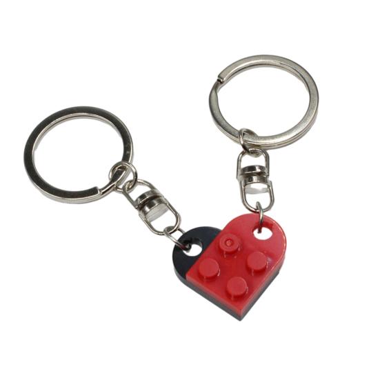 1 Pair Detachable Heart Pendant Keychain Matching Brick Key Ring Couple Lover Key Chain Valentine Day Gift