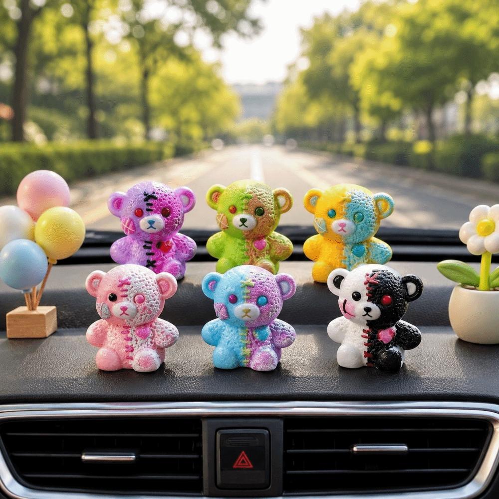 6-piece Resin Gothic Bear Figurines Decorations Bear Ornaments Party Decorations