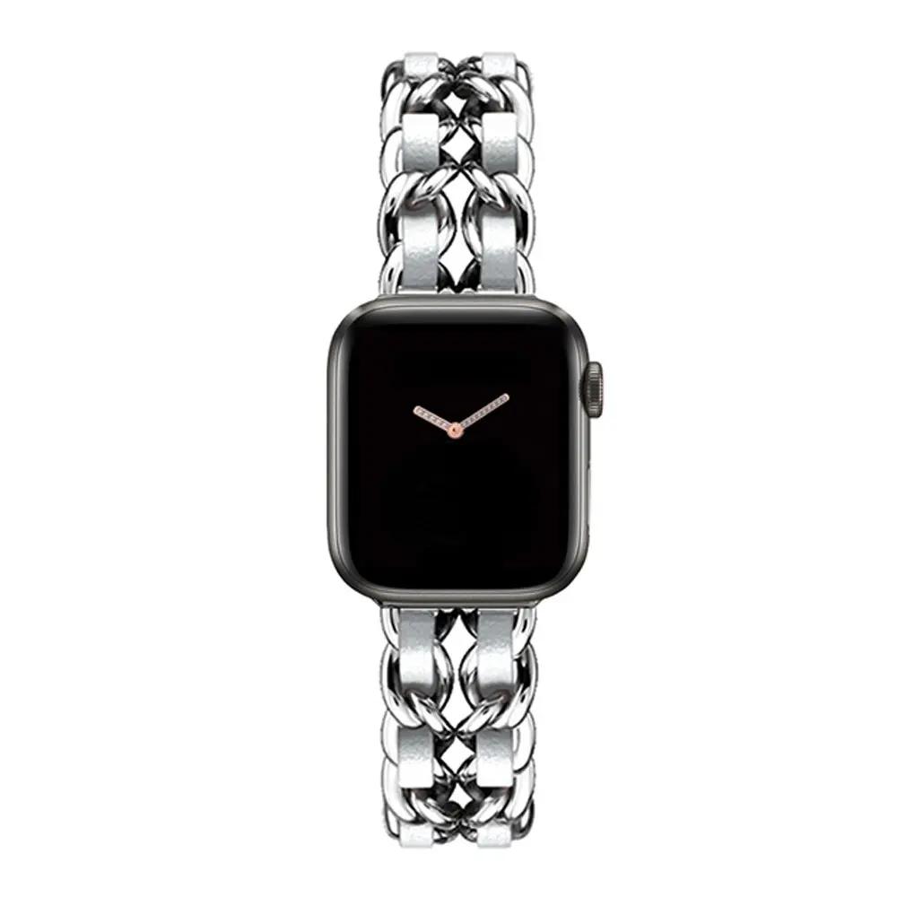 Женский золотой браслет для Apple Watch Band 11 10 46мм 9 8 Ultra 3 49мм SE 6 41 45мм 38/42мм 44 40мм Ремешок Металлический Кожаный Браслет