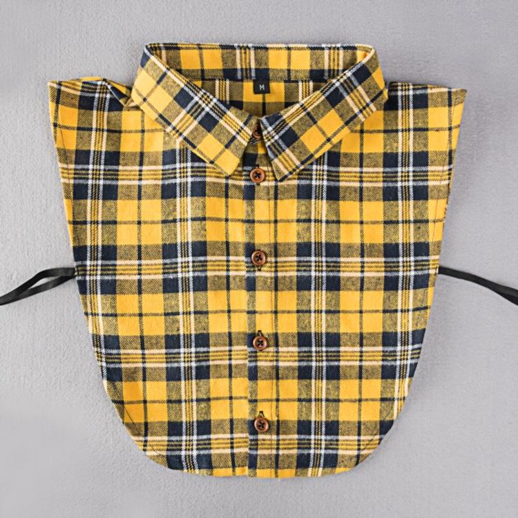 Vintage Plaid Fake Collar Women Detachable Collars New Fashion Cotton False Collar Shirt Tie Female Removable Dickie Shirt Women