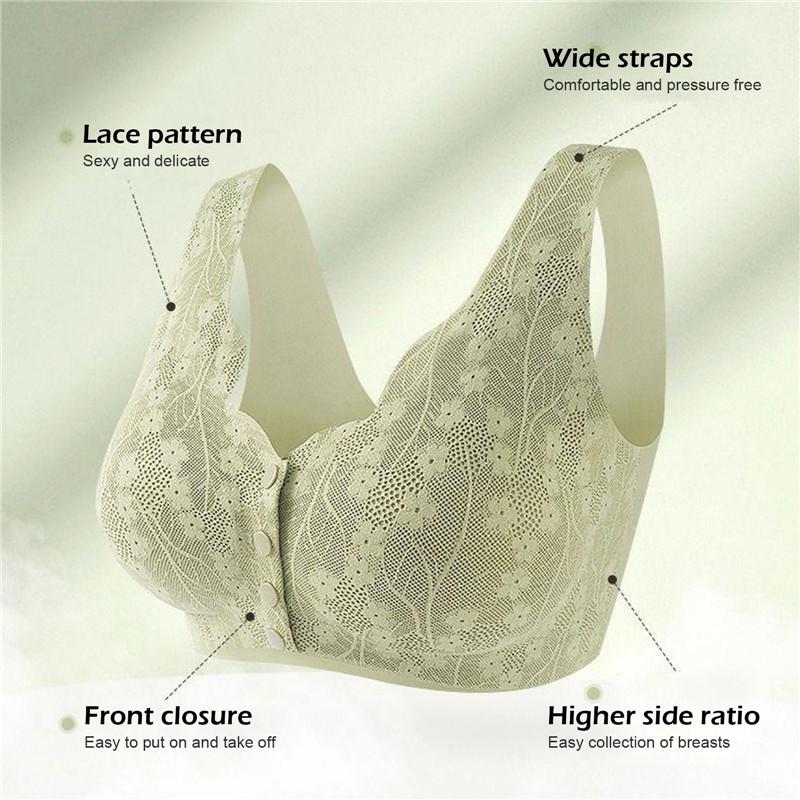 Кружевной бюстгальтер большого размера с мягкими чашками до пуговицы в нижнем белье для пожилых людей, дышащая женская майка без стального кольца