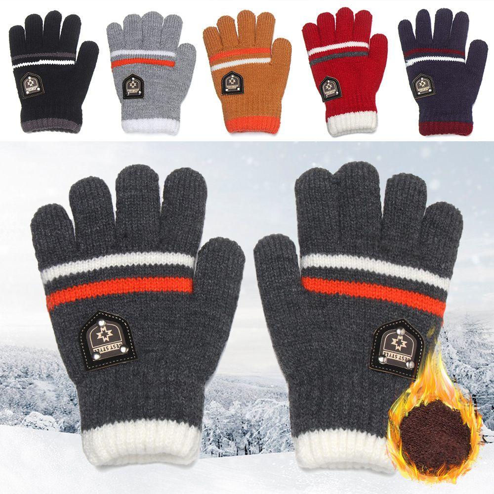 Outdoor Keep Warm Warm Thick Soft Boys Girls Kids Gloves Full Finger Knitted Gloves Mittens