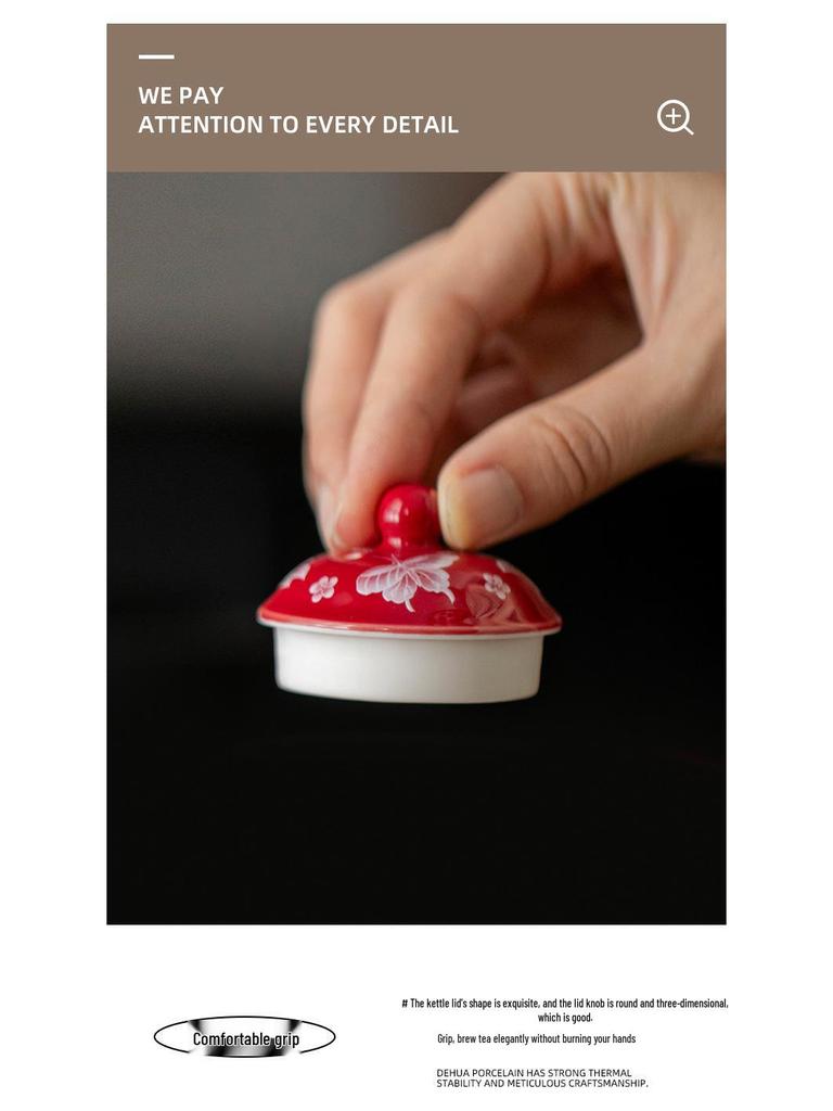 Красный керамический чайник Сиши - Элегантный китайский стиль для женщин, на одну порцию, с цветной глазурью