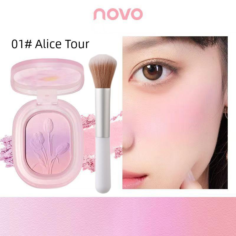 Novo Three-Color Gradient Blusher Plate Expansion Color Highlight Repair Three-in-One Shrink Chin Purple Chin Blue Daily Red Female