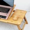 Регулируемый бамбуковый стол для ноутбука с эффектом охлаждения вентилятором, откидной верхний ящик, складной прикроватный столик