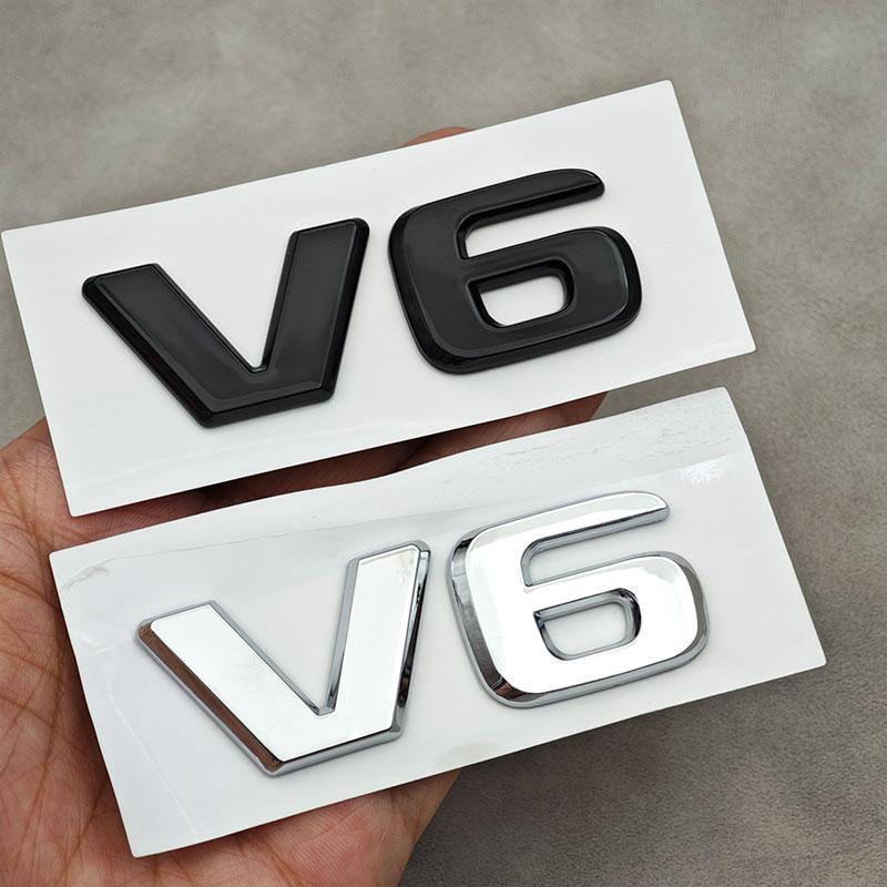 3D ABS V6 Логотип Черный Хром Буквы Значок Эмблема Наклейка Декаль на Задний Багажник Автомобиля