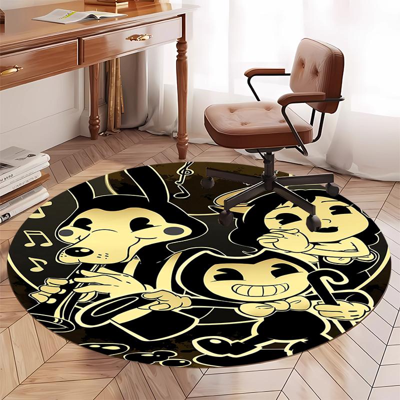 Bendy and the Ink Machine Printed Round Rug Carpet Chair Rug Area Rug Entryway Doormats,for Office Chair Living Room Bedroom Kitchen Room.