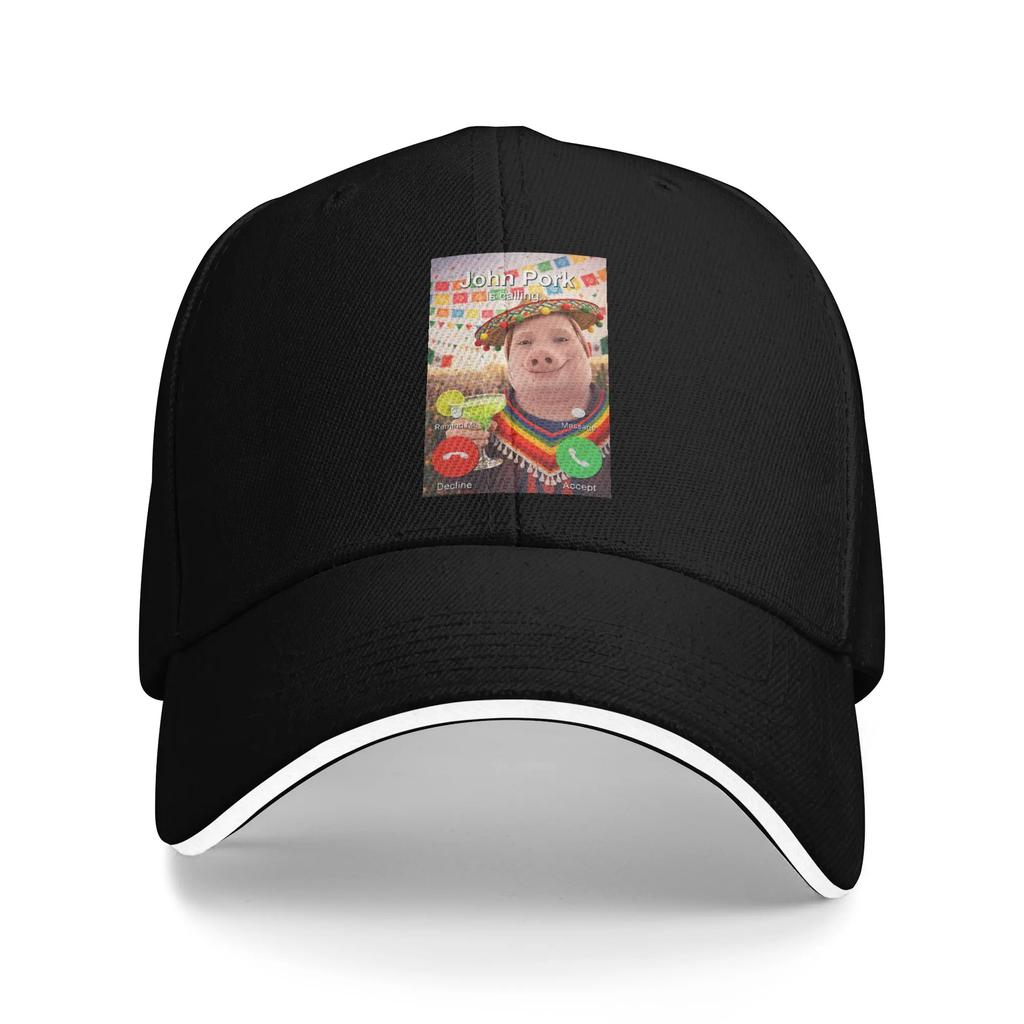 Funny Cinco De Mayo John Pork is Calling Brainrot Meme Sun Baseball Cap Summer Unisex Print Hip Hop Hats Outdoor Gym Snapback Cap