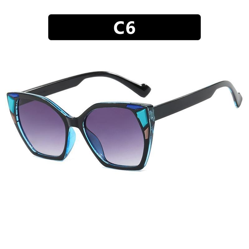 Неполяризованные большие квадратные солнцезащитные очки «кошачий глаз», новые стильные градиентные солнцезащитные очки для женщин, модные многоцветные очки с оправой